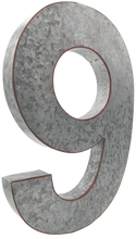 Load image into Gallery viewer, 20&quot; Metal Number 9 (Nine) Wall Decor, Silver with Red Borders, Galvanized Wall Mountable Decoration for Country, Mid-Century, or Farmhouse Themed Room or Event
