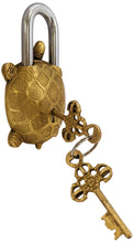 Load image into Gallery viewer, Solid Brass Turtle Padlock with 2 Keys, Beautiful Fully Functional Lock, Sturdy Eye-Catching Shiny Gold Color with Detailed Design
