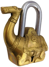 Load image into Gallery viewer, Solid Brass Camel Padlock with 2 Keys, Beautiful Fully Functional Lock, Sturdy Eye-Catching Shiny Gold Color with Detailed Design
