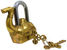 Load image into Gallery viewer, Solid Brass Camel Padlock with 2 Keys, Beautiful Fully Functional Lock, Sturdy Eye-Catching Shiny Gold Color with Detailed Design
