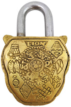 Load image into Gallery viewer, Solid Brass Lion Padlock with 2 Keys, Beautiful Fully Functional Lock, Sturdy Eye-Catching Shiny Gold Color with Detailed Design
