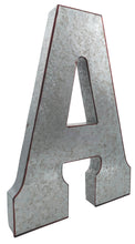 Load image into Gallery viewer, Huge 20&quot; Metal Letter A Wall Décor, Silver with Red Border Edges, Galvanized Wall Mountable Decoration for Country, Mid-Century, or Farmhouse Theme
