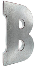 Load image into Gallery viewer, Huge 20&quot; Metal Letter B Wall Décor, Silver with Red Border Edges, Galvanized Wall Mountable Decoration for Country, Mid-Century, or Farmhouse Theme
