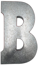 Load image into Gallery viewer, Huge 20&quot; Metal Letter B Wall Décor, Silver with Red Border Edges, Galvanized Wall Mountable Decoration for Country, Mid-Century, or Farmhouse Theme
