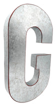 Load image into Gallery viewer, Huge 20&quot; Metal Letter G Wall Décor, Silver with Red Border Edges, Galvanized Wall Mountable Decoration for Country, Mid-Century, or Farmhouse Theme
