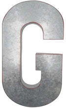 Load image into Gallery viewer, Huge 20&quot; Metal Letter G Wall Décor, Silver with Red Border Edges, Galvanized Wall Mountable Decoration for Country, Mid-Century, or Farmhouse Theme
