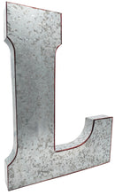 Load image into Gallery viewer, Huge 20&quot; Metal Letter L Wall Décor, Silver with Red Border Edges, Galvanized Wall Mountable Decoration for Country, Mid-Century, or Farmhouse Theme
