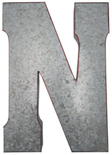 Load image into Gallery viewer, Huge 20&quot; Metal Letter N Wall Décor, Silver with Red Border Edges, Galvanized Wall Mountable Decoration for Country, Mid-Century, or Farmhouse Theme
