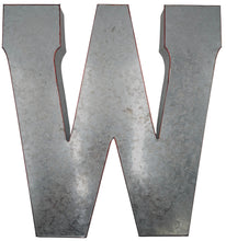 Load image into Gallery viewer, Huge 20&quot; Metal Letter W Wall Décor, Silver with Red Border Edges, Galvanized Wall Mountable Decoration for Country, Mid-Century, or Farmhouse Theme
