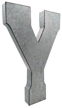 Load image into Gallery viewer, Huge 20&quot; Metal Letter Y Wall Décor, Silver with Red Border Edges, Galvanized Wall Mountable Decoration for Country, Mid-Century, or Farmhouse Theme
