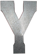 Load image into Gallery viewer, Huge 20&quot; Metal Letter Y Wall Décor, Silver with Red Border Edges, Galvanized Wall Mountable Decoration for Country, Mid-Century, or Farmhouse Theme
