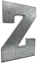 Load image into Gallery viewer, Huge 20&quot; Metal Letter Z Wall Décor, Silver with Red Border Edges, Galvanized Wall Mountable Decoration for Country, Mid-Century, or Farmhouse Theme
