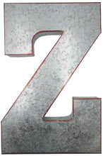 Load image into Gallery viewer, Huge 20&quot; Metal Letter Z Wall Décor, Silver with Red Border Edges, Galvanized Wall Mountable Decoration for Country, Mid-Century, or Farmhouse Theme
