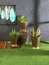 Load image into Gallery viewer, Flower Pot Shape Planter, Set of 3 Planters, Color - Copper &amp; Gold Tones, Set of 8, 10 &amp; 12" Planters
