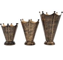 Load image into Gallery viewer, Flower Pot Shape Planter, Set of 3 Planters, Color - Copper &amp; Gold Tones, Set of 8, 10 &amp; 12" Planters
