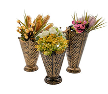 Load image into Gallery viewer, Flower Pot Shape Planter, Set of 3 Planters, Color - Copper &amp; Gold Tones, Set of 8, 10 &amp; 12" Planters
