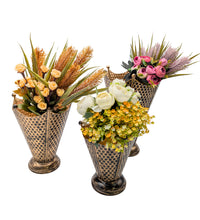 Load image into Gallery viewer, Flower Pot Shape Planter, Set of 3 Planters, Color - Copper &amp; Gold Tones, Set of 8, 10 &amp; 12" Planters
