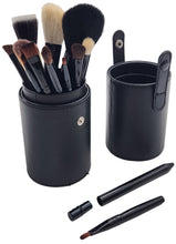 Load image into Gallery viewer, 12 Piece Makeup Brush Set with Artificial Leather Cup Holder Case
