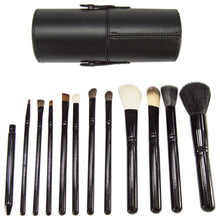 Load image into Gallery viewer, 12 Piece Makeup Brush Set with Artificial Leather Cup Holder Case
