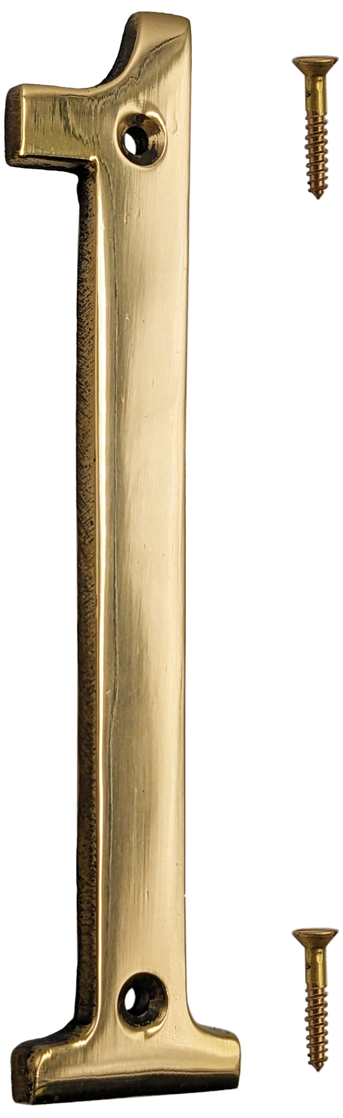 6-inch House Number 1 (One) with Mounting Screws, Polished Brass, Shiny Gold Color, Suitable for Mailbox, Home, etc