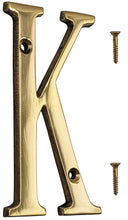 Load image into Gallery viewer, 4-inch House Letter &quot;K&quot; with Mounting Screws, Polished Brass, Shiny Gold Color, Suitable for Mailbox, Home, Apartment, Hotel etc
