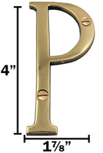 Load image into Gallery viewer, 4-inch House Letter "P" with Mounting Screws, Polished Brass, Shiny Gold Color, Suitable for Mailbox, Home, Apartment, Hotel etc
