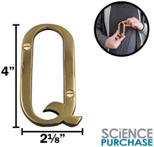 Load image into Gallery viewer, 4-inch House Letter "Q" with Mounting Screws, Polished Brass, Shiny Gold Color, Suitable for Mailbox, Home, Apartment, Hotel etc
