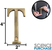 Load image into Gallery viewer, 4-inch House Letter "T" with Mounting Screws, Polished Brass, Shiny Gold Color, Suitable for Mailbox, Home, Apartment, Hotel etc
