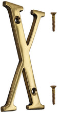 Load image into Gallery viewer, 4-inch House Letter &quot;X&quot; with Mounting Screws, Polished Brass, Shiny Gold Color, Suitable for Mailbox, Home, Apartment, Hotel etc
