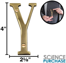 Load image into Gallery viewer, 4-inch House Letter "Y" with Mounting Screws, Polished Brass, Shiny Gold Color, Suitable for Mailbox, Home, Apartment, Hotel etc
