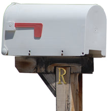Load image into Gallery viewer, 4-inch House Letter "R" with Mounting Screws, Polished Brass, Shiny Gold Color, Suitable for Mailbox, Home, Apartment, Hotel etc
