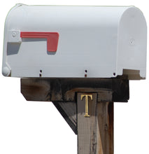 Load image into Gallery viewer, 4-inch House Letter "T" with Mounting Screws, Polished Brass, Shiny Gold Color, Suitable for Mailbox, Home, Apartment, Hotel etc
