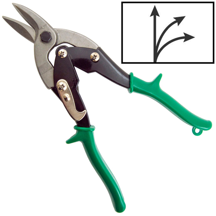 Heavy Duty Offset Straight and Right-Cut Aviation Tin Snips Metal Cutter, 10 Inch Overall Length with Comfort Grip Handle