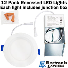 Load image into Gallery viewer, 12 Pack 4.8&quot; LED Dimmable Recessed LED Lights Retrofit Kit w/ 5 Selectable Color Temperatures (2700K to 5000K), CRI90, 1050lm, 12W (100W Equivalent), Baffle Trim, Downlight, J-Box Included

