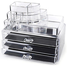 Load image into Gallery viewer, Clear Acrylic Makeup Organizer with 3 Large Drawers - Chest Case Holder for Lipstick, Cosmetics, and Jewelry
