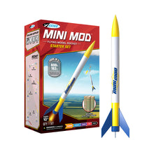 Load image into Gallery viewer, Estes Mini Mod 13mm STEM Model Rocket Starter Set, Comes with Launch Pad, Electron Beam Launch Controller, 4x A3-4T Engines, Plugs, Starters and Wadding
