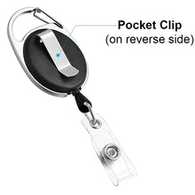Load image into Gallery viewer, 20 Pack Retractable Clip-on Carabiner ID Badge Holder Reels - Extends up to 1.75 Feet for Security Badge, Keys, Identification, NFC and More

