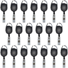 Load image into Gallery viewer, 20 Pack Retractable Clip-on Carabiner ID Badge Holder Reels - Extends up to 1.75 Feet for Security Badge, Keys, Identification, NFC and More
