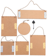 Load image into Gallery viewer, 7 Piece &quot;Feel Good&quot; Themed Wooden Wall Decoration Set - Includes 5 Planks (with Hanging Rope and Adhesive mounting options), 1 Round Hanging Decoration, and 1 Decorative Ceramic Hook

