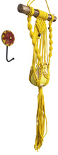 Load image into Gallery viewer, Vibrant Yellow Hand-crafted Macrame Hanging Plant Hanger with Ceramic Owl Planter and Decorative Flower Hook, About 3 Feet Tall
