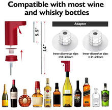 Load image into Gallery viewer, Cordless Electric Wine and Liquor Dispenser with Aerator Feature - Adjustable Dispensing Amount from 1mL to 999mL (1 Ounce to 33 Ounces), Rechargeable - Includes USB-C Charging Cable
