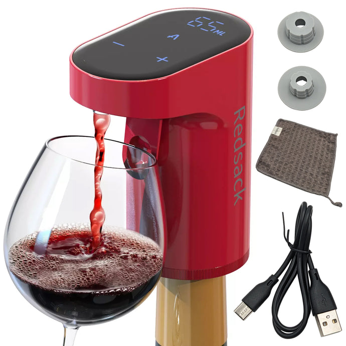 Cordless Electric Wine and Liquor Dispenser with Aerator Feature - Adjustable Dispensing Amount from 1mL to 999mL (1 Ounce to 33 Ounces), Rechargeable - Includes USB-C Charging Cable