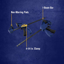 Load image into Gallery viewer, IRWIN 2 Pack QUICK-GRIP Bar Clamps for Small Craft Projects, One-Handed, Micro, 4-1/4&quot; (1964747)
