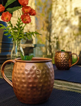 Load image into Gallery viewer, 8 Pack Pure Copper Moscow Mule Mugs - Each Hammered Mug Holds 18 Ounces
