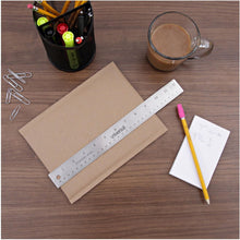 Load image into Gallery viewer, Universal 12-inch Standard/Metric Stainless Steel Ruler with Cork Back and Hanging Hole (UNV59023)
