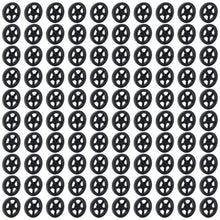 Load image into Gallery viewer, 100 Pack Black 35mm Front Wheels with Spokes for Co2 Dragsters
