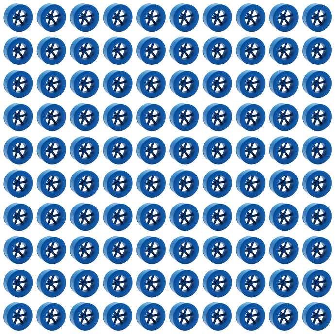 100 Pack Blue 40mm Rear Wheels with Spokes for Co2 Dragsters
