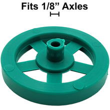 Load image into Gallery viewer, 100 Pack Green 35mm Front Wheels with Spokes for Co2 Dragsters
