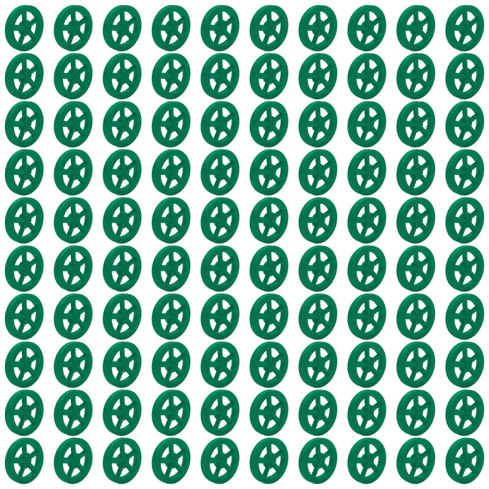 100 Pack Green 35mm Front Wheels with Spokes for Co2 Dragsters