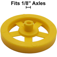 Load image into Gallery viewer, 100 Pack Yellow 35mm Front Wheels with Spokes for Co2 Dragsters
